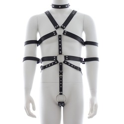 fetish full body harness with double cuffs