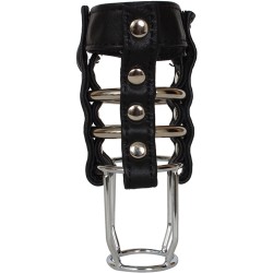 leather steel cock cage