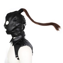 bondage hood with wig