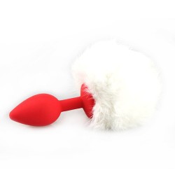 ball tail silicone anal plug red